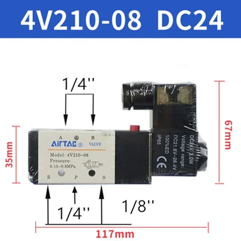 

Электромагнитный клапан Airtac 4V210-08 24 В, электронномагнитный 4V210-08-10 24DC 4V410-15 4V110-06 AC220 DC12 AC24
