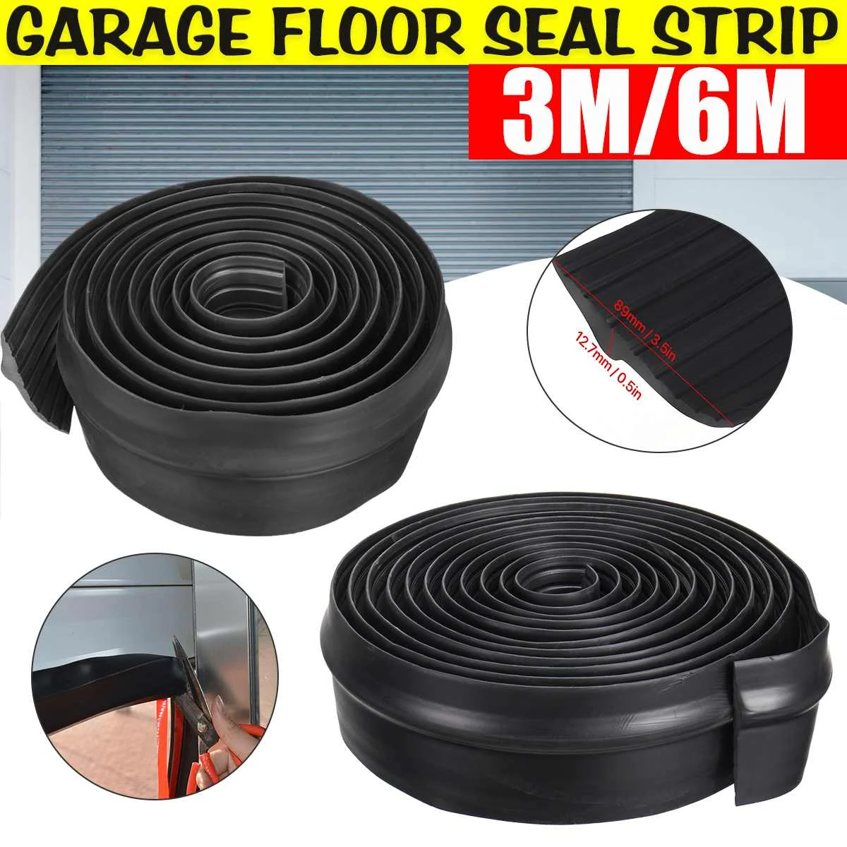 

3/6m Garage Door Bottom Seal Strips Weatherstrip Waterproof Floor Threshold Roller Rubber Sealing Strip Universal