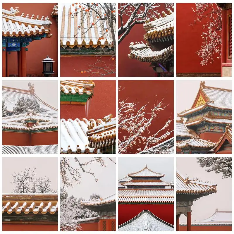 

CHENISTORY Classical Paint By Numbers Frame Chinese Ancient Buildings For Adults Diy Gift For Adults Artwork Canvas Painting
