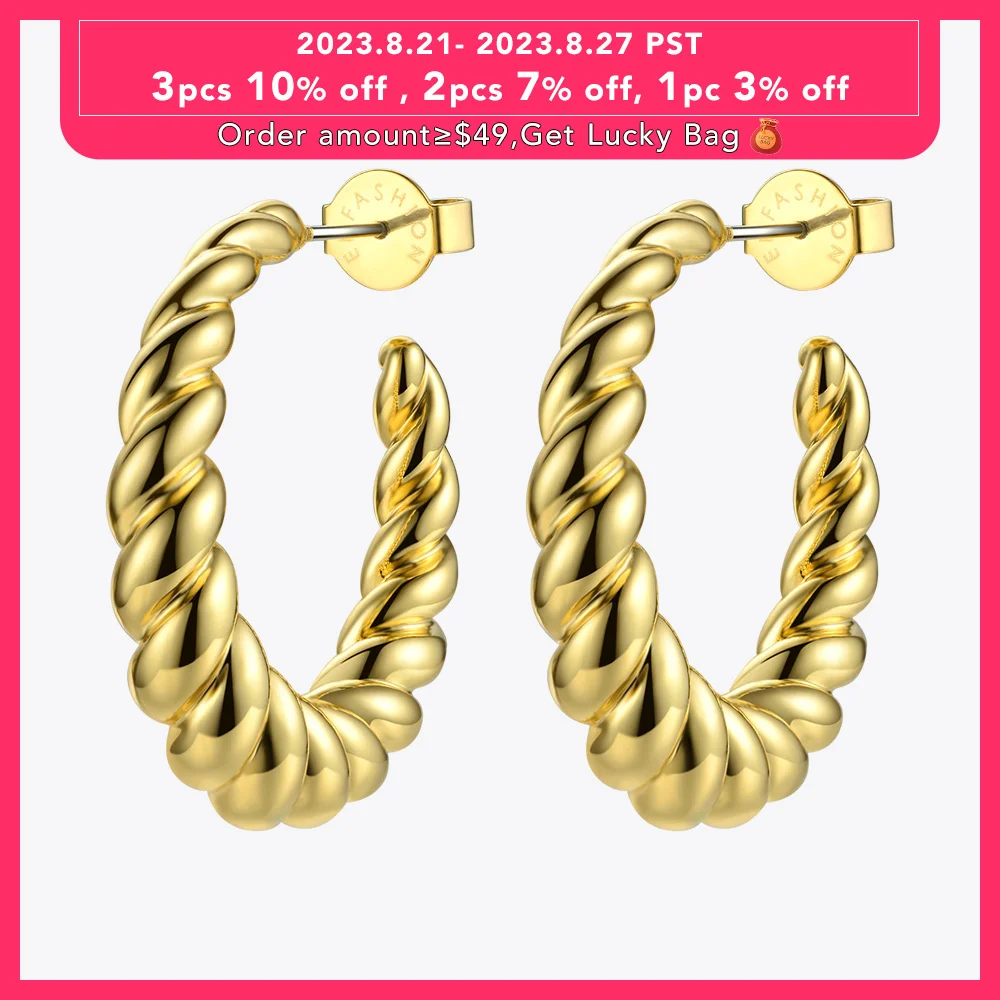 

Enfashion Pure Form Twist Hoop Earrings Circle Gold Color Small Round Hoops Earings For Women Fashion Jewelry Aros EF181082