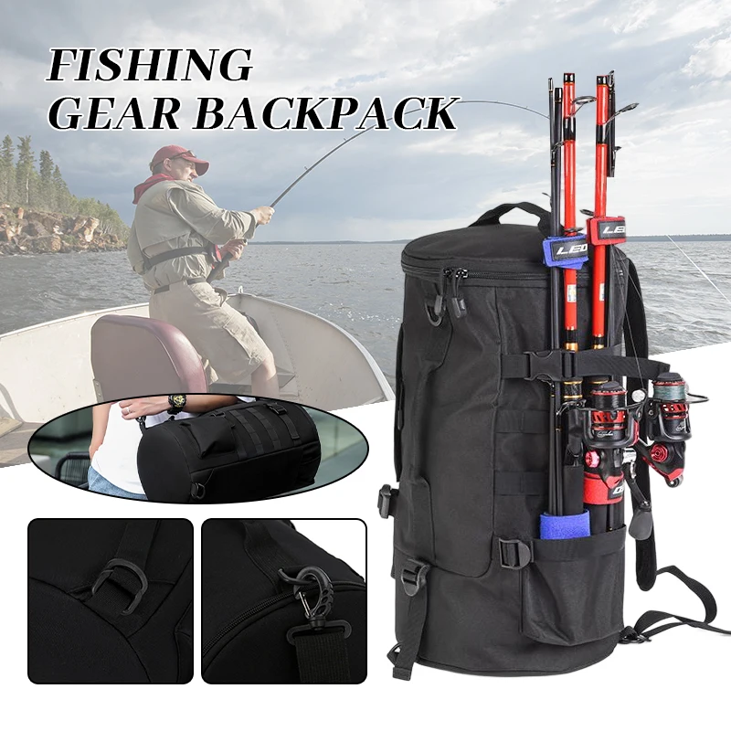 

Waterproof Fishing Bag Cylindrical Large Capacity Fishing Tackle Backpack Tackle Storage Bags Fashion Camping Travel Fitness Bag