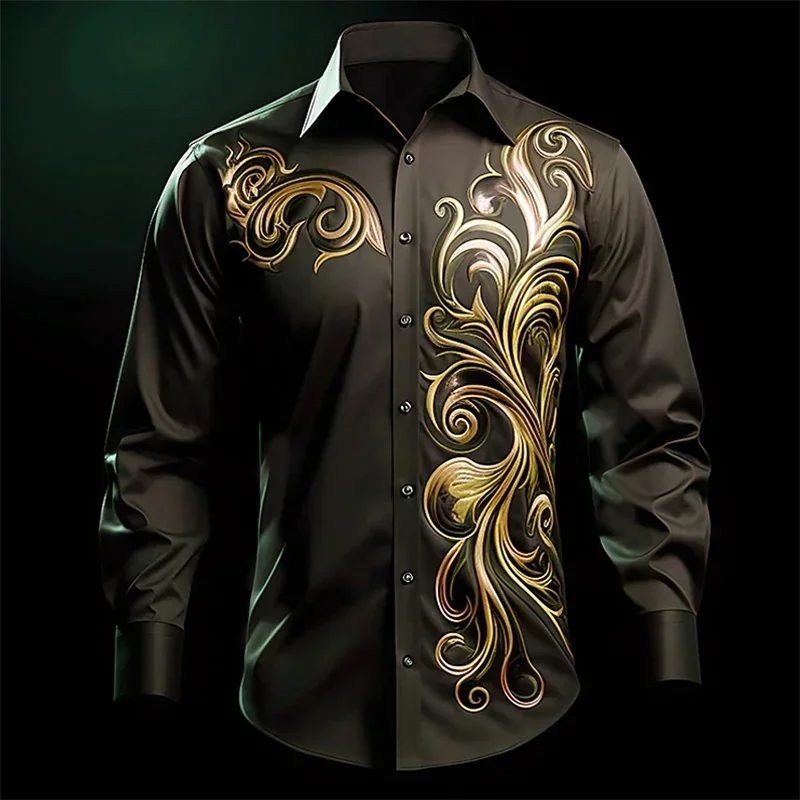 Вечерние гавайские рубашки с роскошным узором для мужчин изысканные Aloha 3D