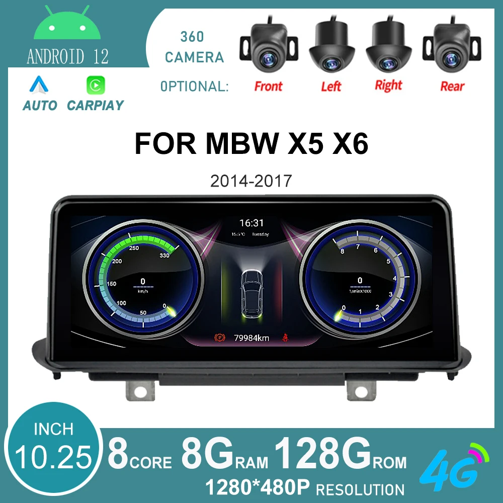 

10.25 "Android 12 Equipped with For BMW X5 X6 NBT system carpenter (2014-2017 Years) 10.25 inch 1280 inch 480 IPS screen