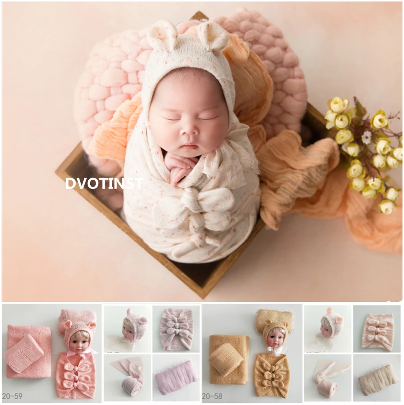 Dvotinst Newborn Photography Props Soft Baby Posing Bonnet Sleeping Bag Pillow Wraps Background Blanket Fotografia Studio Props