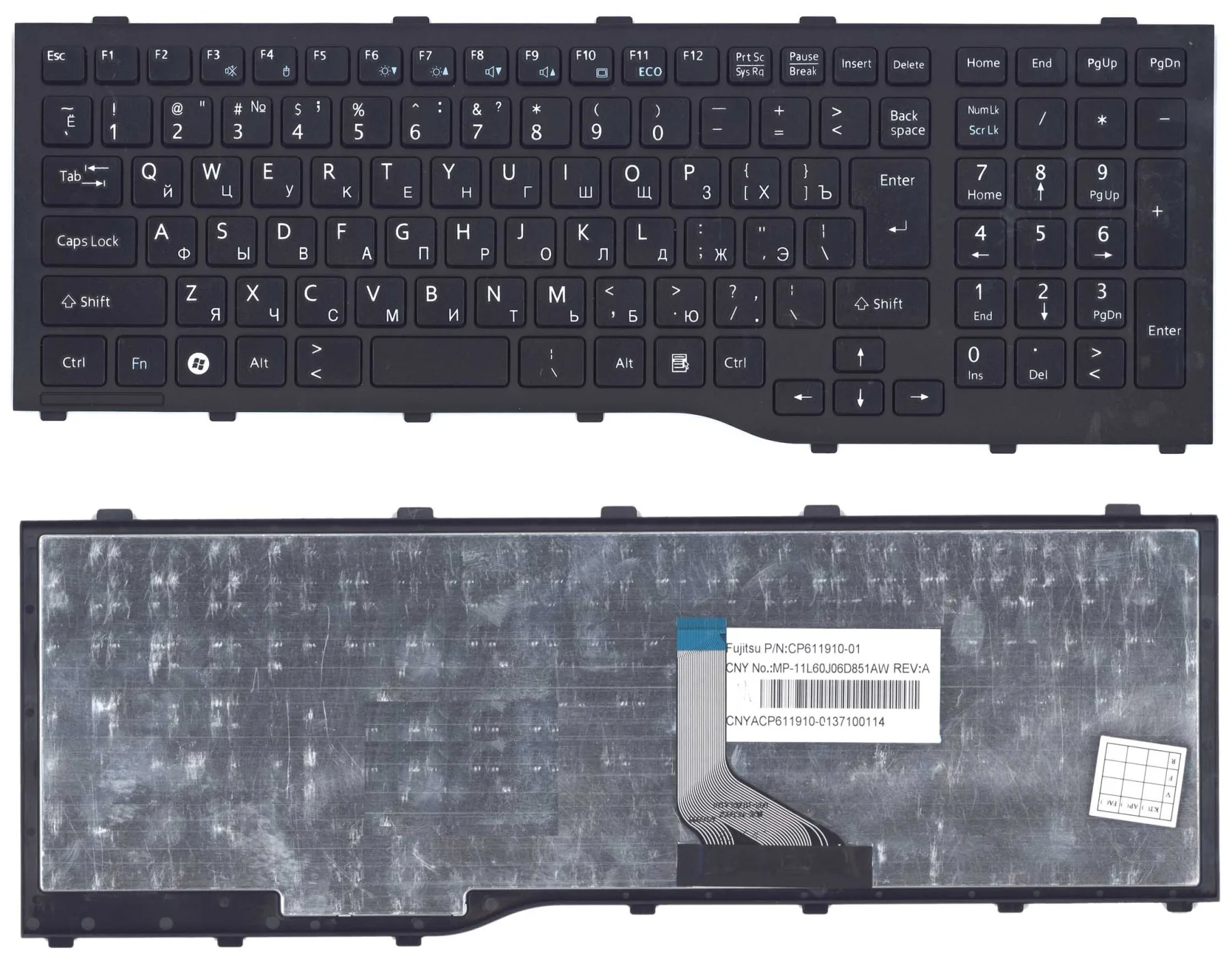 Клавиатура для ноутбука Fujitsu LIFEBOOK AH532 NH532 черная с рамкой | Компьютеры и офис