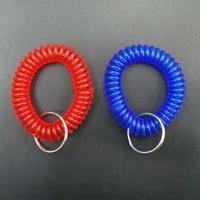 40 pcs plastic spring hand ring plate coil sauna key card buckle for school storage room stretchable spiral wrist coil keychain