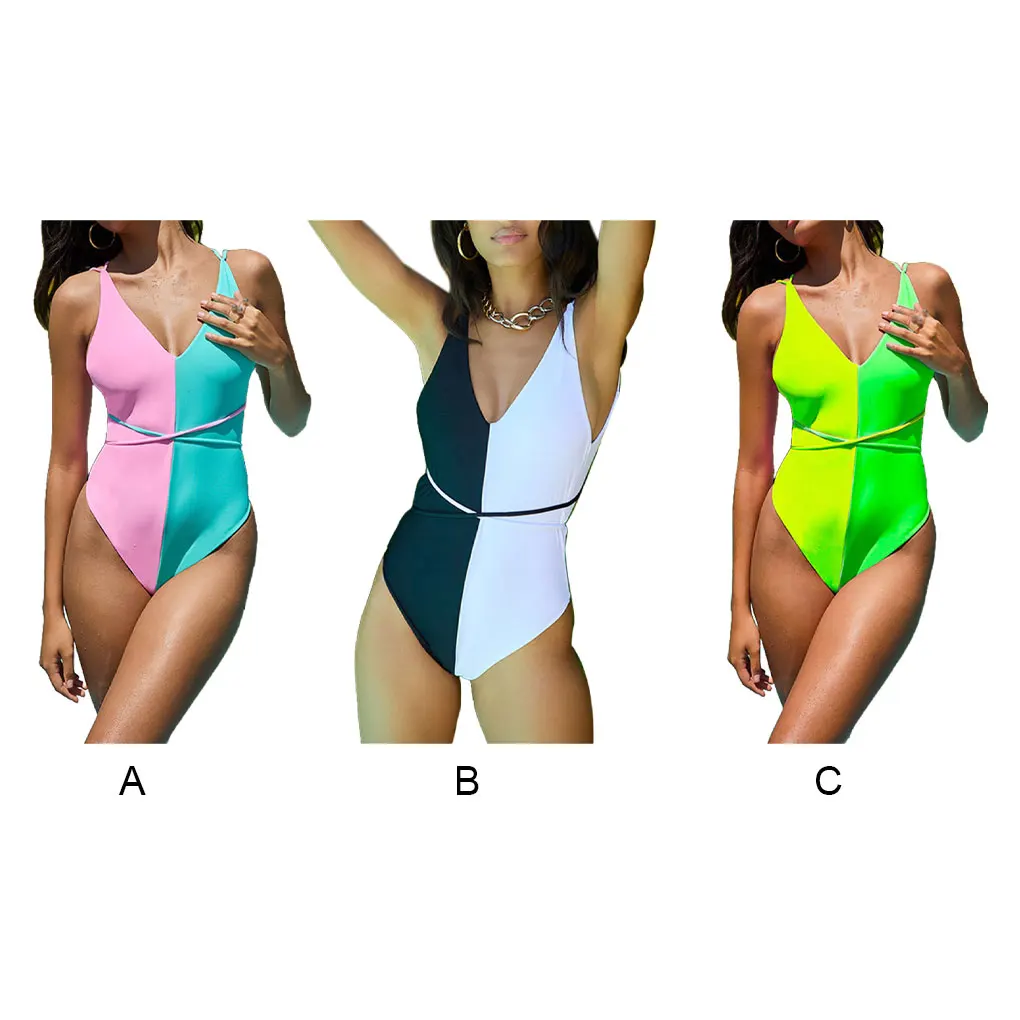 

Women Swimsuit V-Neck Sleeveless Sexy Swimwear Tummy Control Lady Wrap Bathing Suit Summer Swimming Accessories Gifts