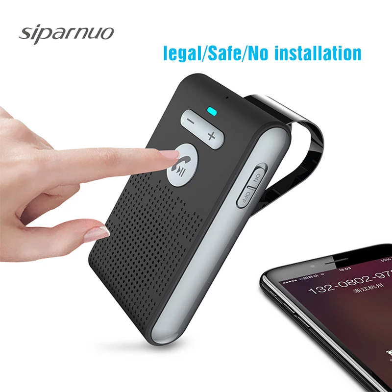 

Siparnuo Car Wireless Handsfree Speakerphone Sun Visor Bluetooth Speaker Hands-free Kit Support Siri Voice Control for IPhone