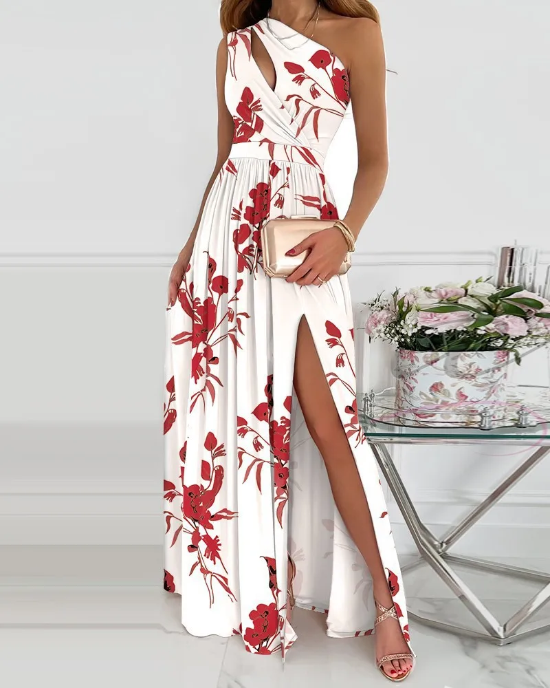 

European Style Halter Woman Dress Summer Sleeveless Female Vestido One-shouder Woman Dresses