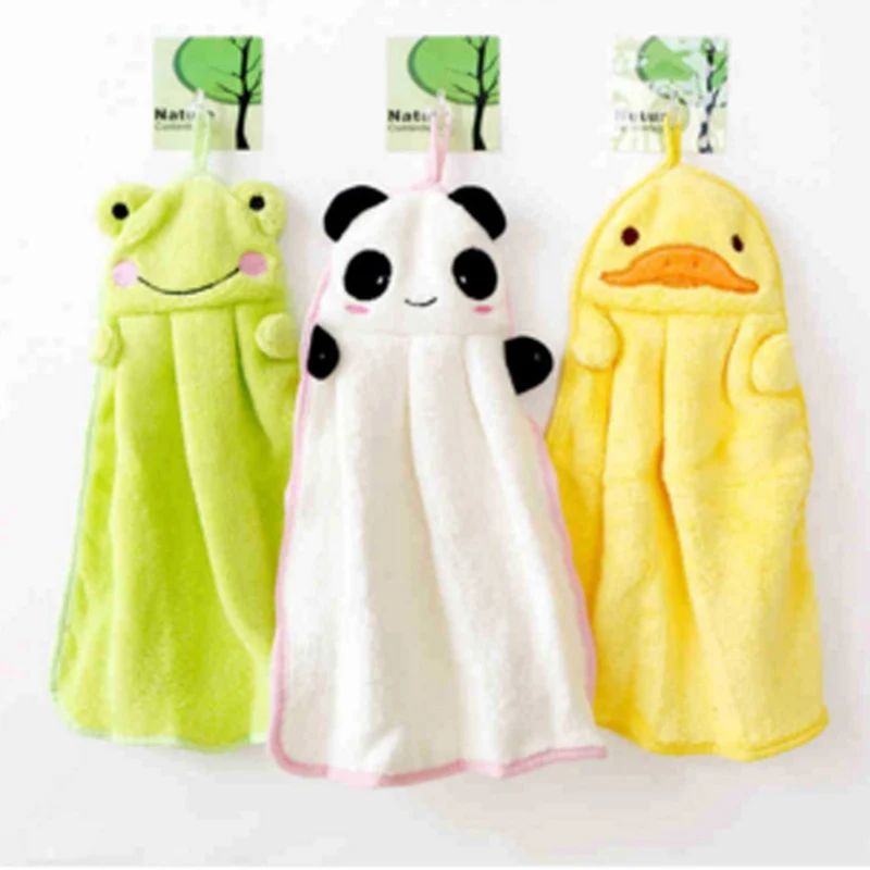 

Soft Plush Bath Towel Baby Nursery Hand Towel Cartoon Animal Wipe Hanging Bathing Towel For Children Bathroom