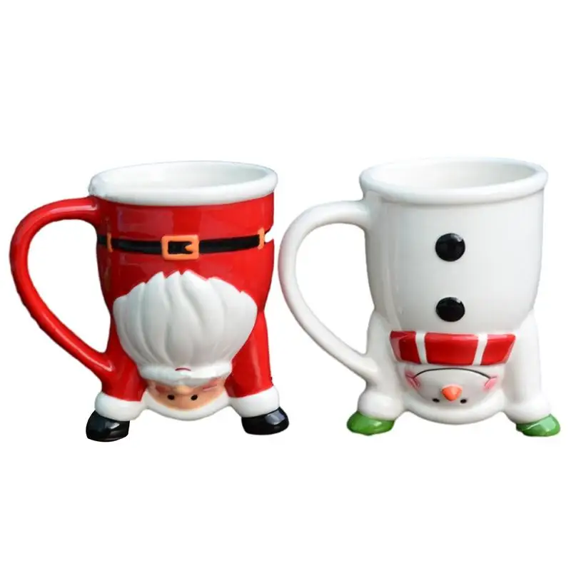 

coffee mugs portable Christmas Santa Inverted Snowman Ceramic Coffee Cups home kitchen Beverages Drinking Mugs accessories