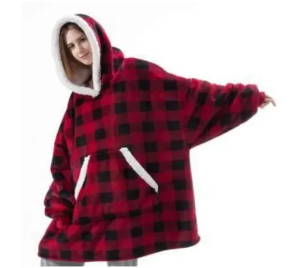 

Winter Oversized Hoodies Sweatshirt Women Men Pullover Giant TV Blanket Hoodie Super Long Flannel Blanket with Sleeves Sudaderas