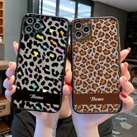 diy letter name commission leopard print phone case for iphone 13 12 mini 11 x xr xs max fashion cover for iphone 7 8 plus se 20