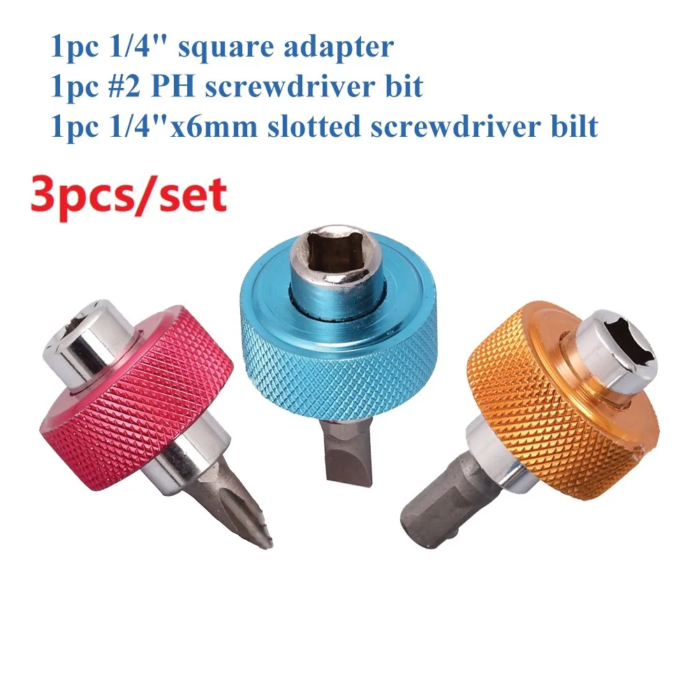 

3PCS 1/4'' Magnetic Screwdriver Bit Square Drive Palm Slot Cross Screwdriver Bit Set Socket Adapter Electric Screwdriver Parts