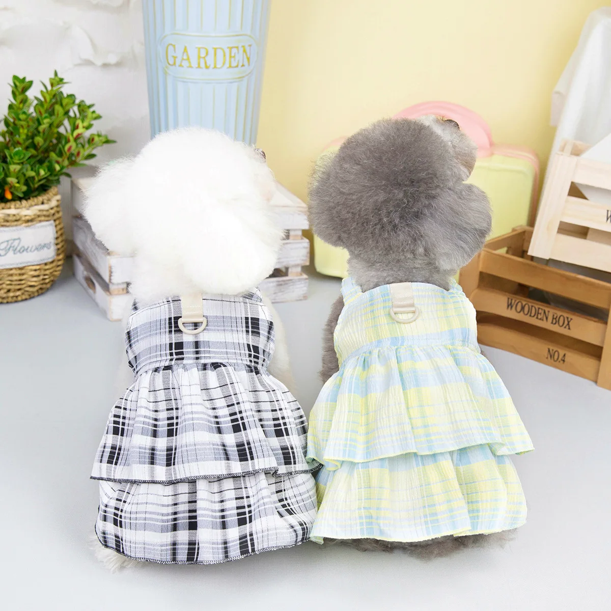 

Pet Clothes Clothing Spring and Summer Dog Skirt Teddy Schnauzer Small Dog 2323 Pull Buckle Large Tartan Skirt