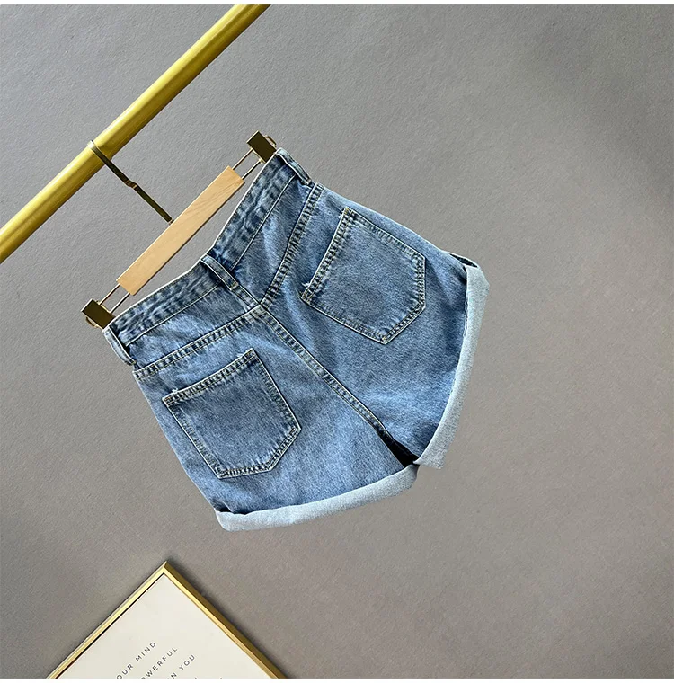 Printed Jeans Shorts for Women 2023 New Summer High Waist Loose Slimming European A-line Wide Leg Pants Hot Pants Denim Shorts