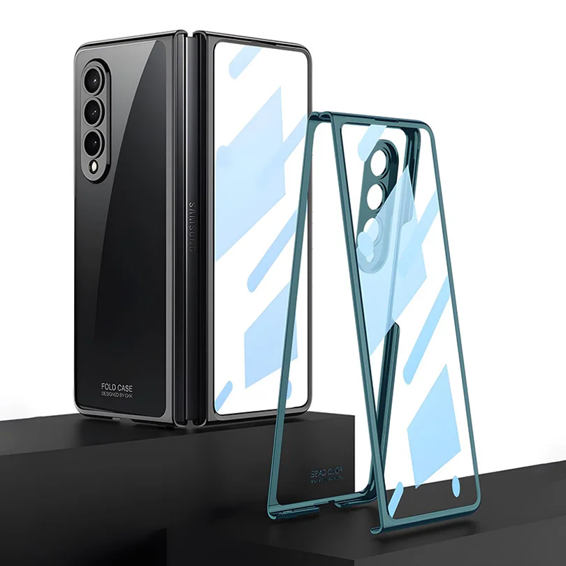 Suitable for Samsung Galaxy Z Fold3 fully transparent electroplating shell film, fully wrapped folding screen protective cover