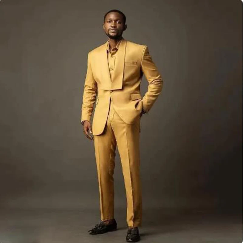 2 Piece Set Elegant Suits for Men Casual Lapel High Quality Luxury Men's Suit Wedding 2023 Blazer Clothing Jacket Men