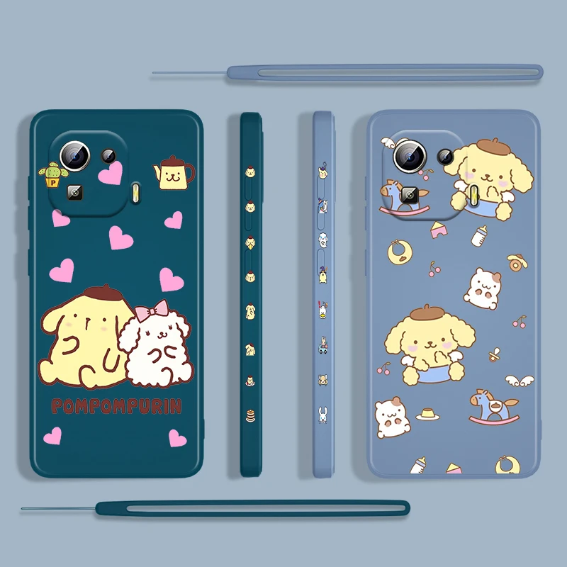 

Cartoon Pompompurin Cute For Xiaomi Mi 12 11 11i 10 10S 9 6 Ultra Lite Pro SE 4G 5G Silicone Liquid Left Rope Phone Case Capa
