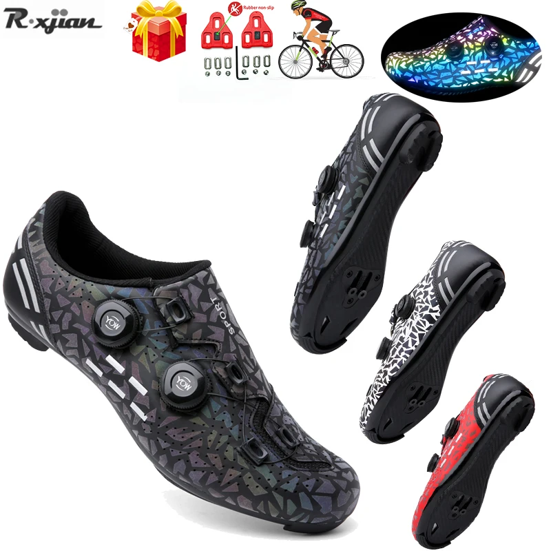 

2022 Road Cycling Sneaker Men Luminous Speed Cleat Non-slip Self-locking Bike Shoe Mtb Mountain Bicycle Footwear Flat Shoe Women