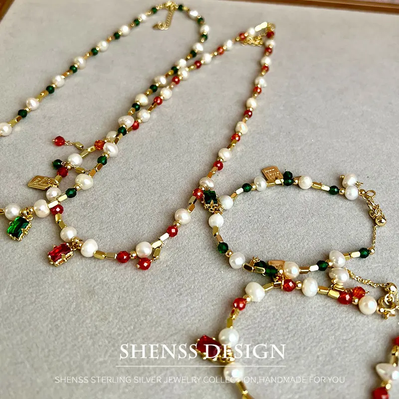 Женское ожерелье с подвеской из натурального пресноводного жемчуга 5-6 мм