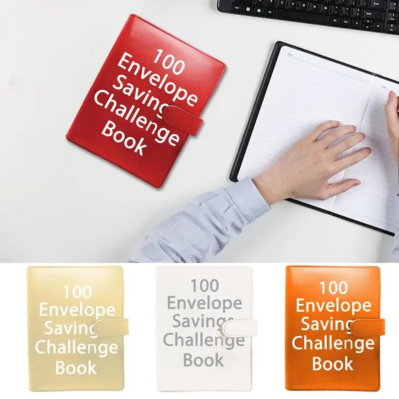 

Budget Binder With Cash Envelopes PU Leather 100 Envelopes Savings Challenges Book Portable Money Saving Binder A5 Waterproof