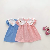 girls dress 2022 summer new childrens lace skirt girl baby western style embroidered lapel princess dress