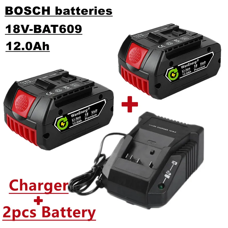 

18V power tool battery, hand drill battery, 12.0ah, suitable for bat609, bat609g, bat618, bat618g, bat614, 2 batteries + charger