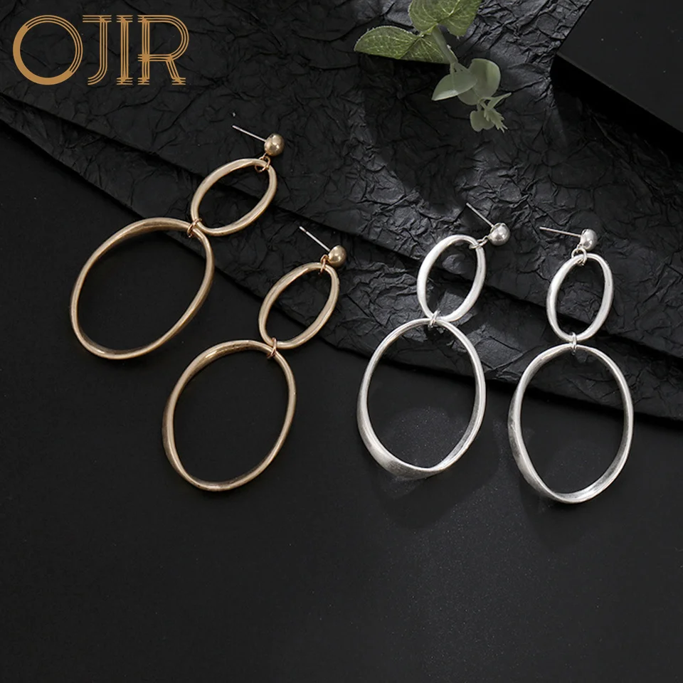 

Новые винтажные длинные висячие серьги Hainging с кругами, современные украшения для женщин, корейские модные серьги аксессуары в готическом стиле