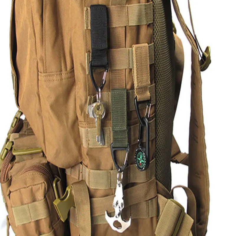 

Outdoor Camping Carabiner Nylon Molle Tactical Backpack Key Hook Webbing Buckle System Belt Buckle Hanging Climbing Accessory
