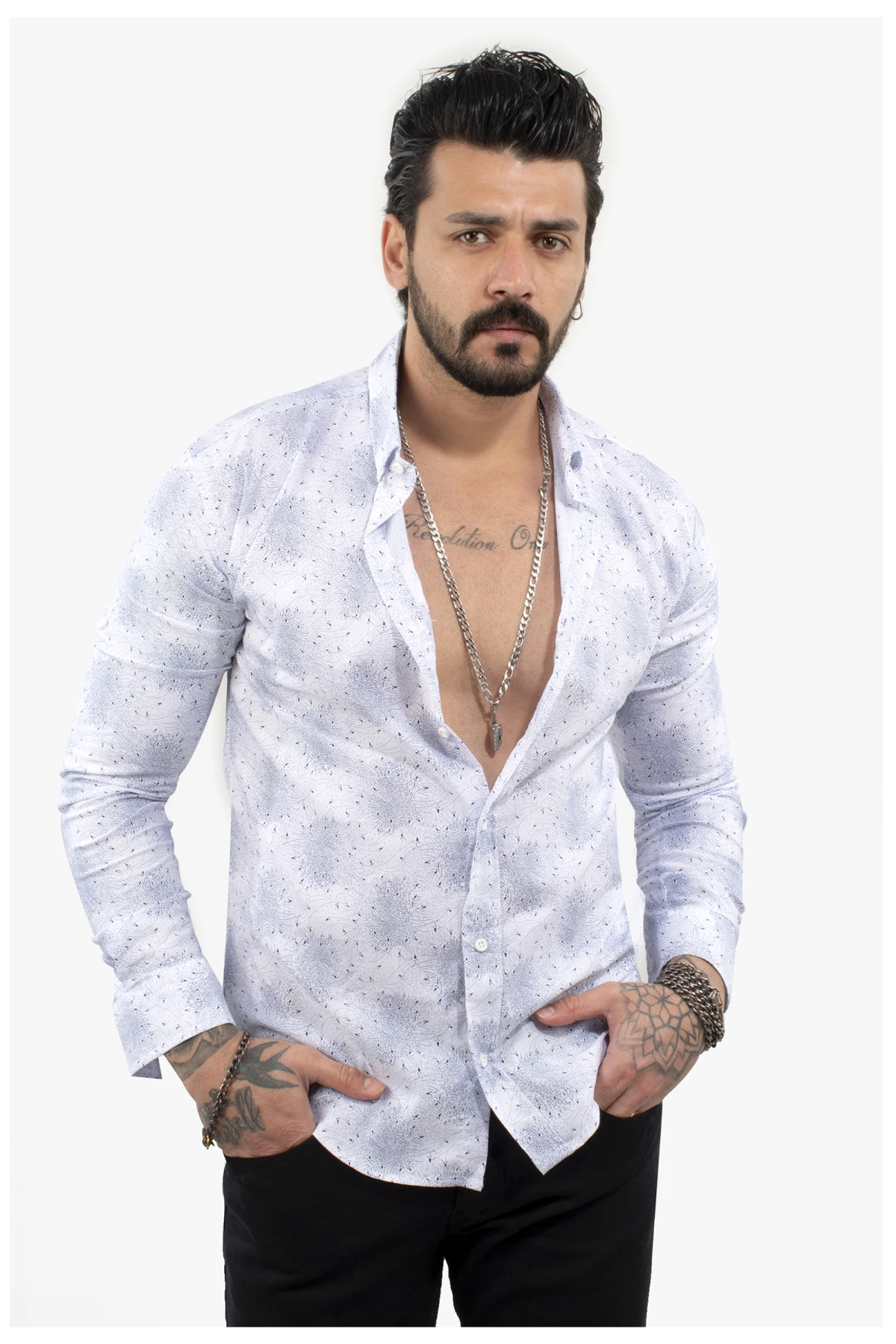 

DeepSEA Men Patterned Long Sleeve Lycra Shirt 2101851