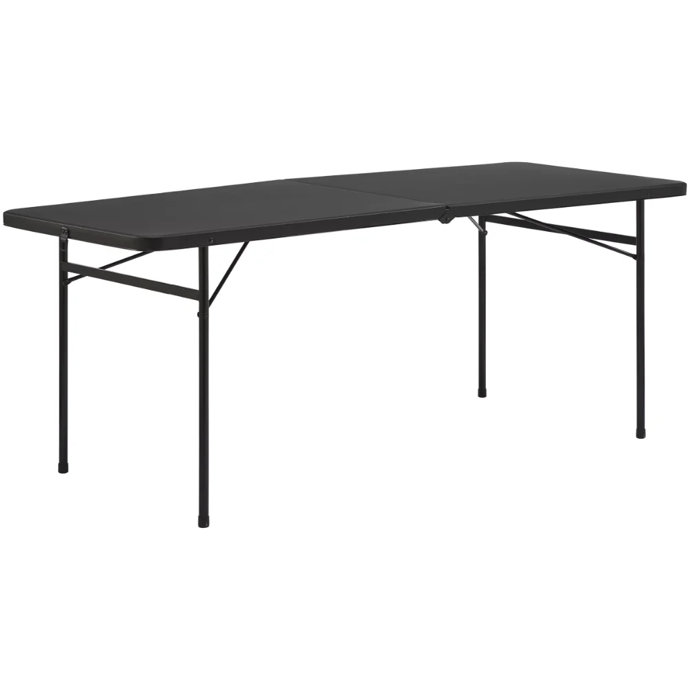6 Foot Bi-Fold Plastic Folding Table,Office Desks，Black