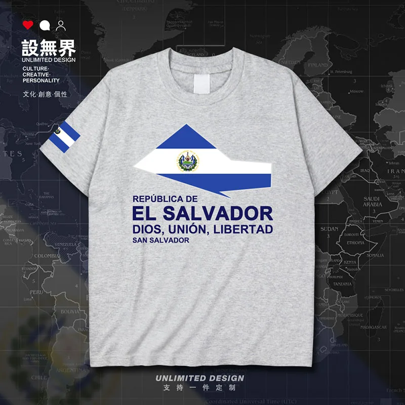 El Salvador SLV Map мужская футболка из хлопка с короткими рукавами спортивная модная