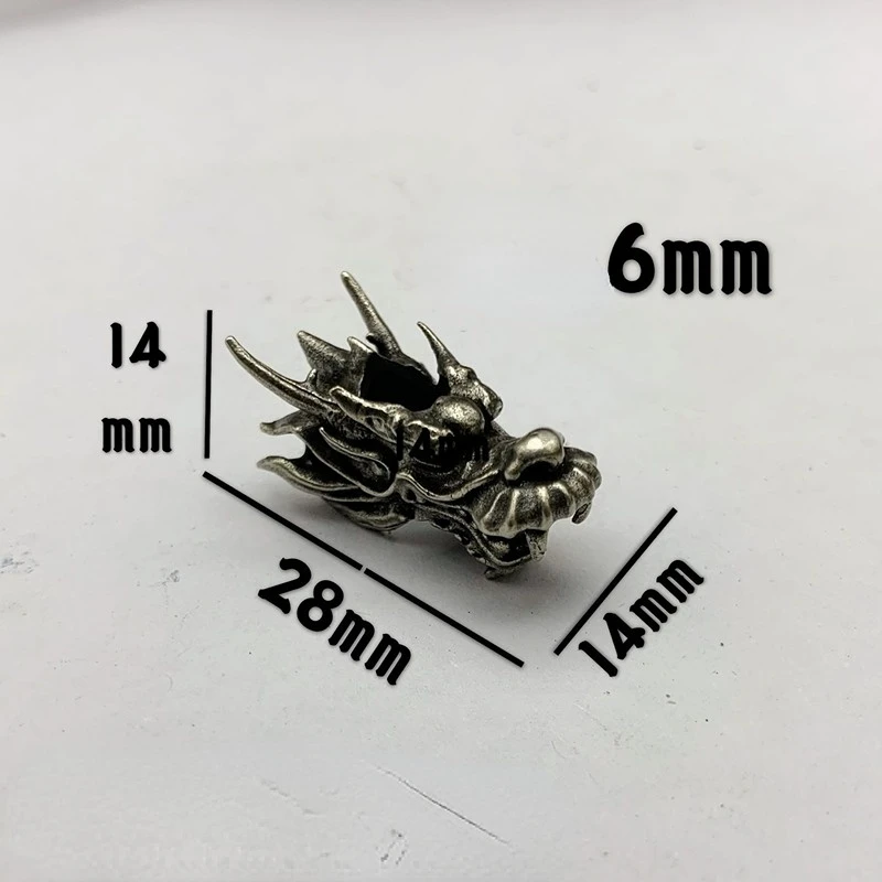 Beast Dragon Head Pure Copper Knife Lanyard Pendant Handmade Umbrella Rope DIY Paracord Beads Accessories Brass Keychain Hanging
