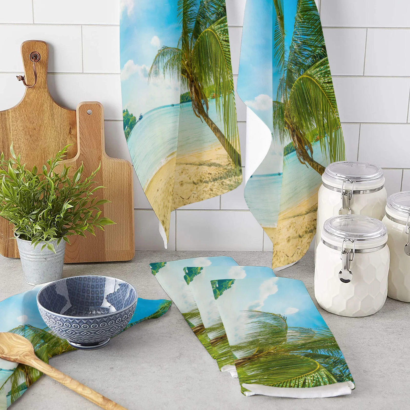 

Кухонное полотенце из микрофибры с тропическими пальмами