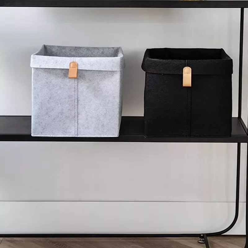 

2022 Baskets Black Sundries Tea Bedroom Closet Cloth Drawer Felt Decor Storage Table Living Bathroom Organizer Home