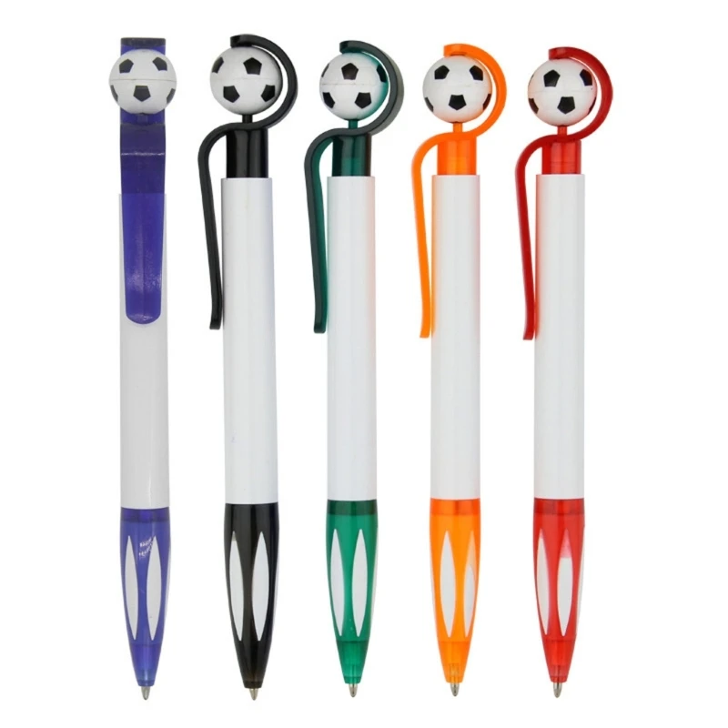 5Pcs Football Retractable Ballpoint Pen 1.0mm Bullet Tip Write Smoothly Refillable for Office Hotel Funny Writing Pens