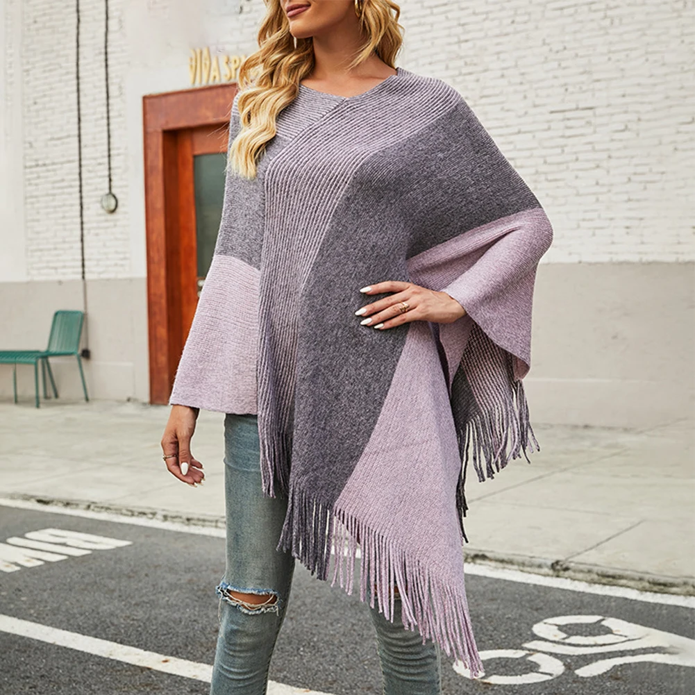 

Fashion Hot Sweater Sweater Daily Female Holiday Regular Shawl Slight Stretch Solid Color Spring Striped Tassel