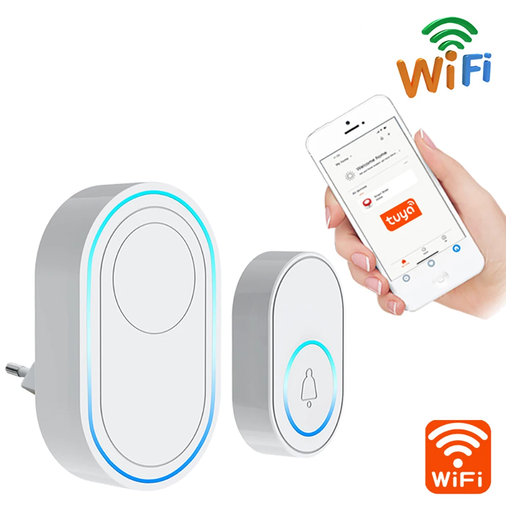 

Wifi Doorbell Alarm System Intelligent Wireless Doorbell Strobe app 58 sound compatible 433MHz wireless detectors