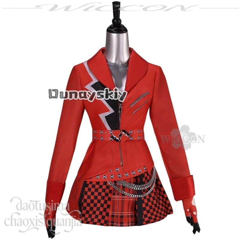 Фото Костюм для косплея KS*21Red: Аниме-персонаж Dantss Wicked 5, стильная черно-красная куртка, модная клетчатая юбка Jirai Kei, парик для Хэллоуина №2