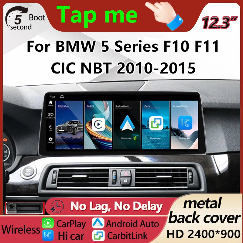 Фото Обновление для BMW 5 серии F10 F11 CIC NBT 2010-2015: сенсорный IPS-экран, мультимедийный проигрыватель, беспроводной CarPlay, Android Auto (для праворульных и леворульных авто) №1