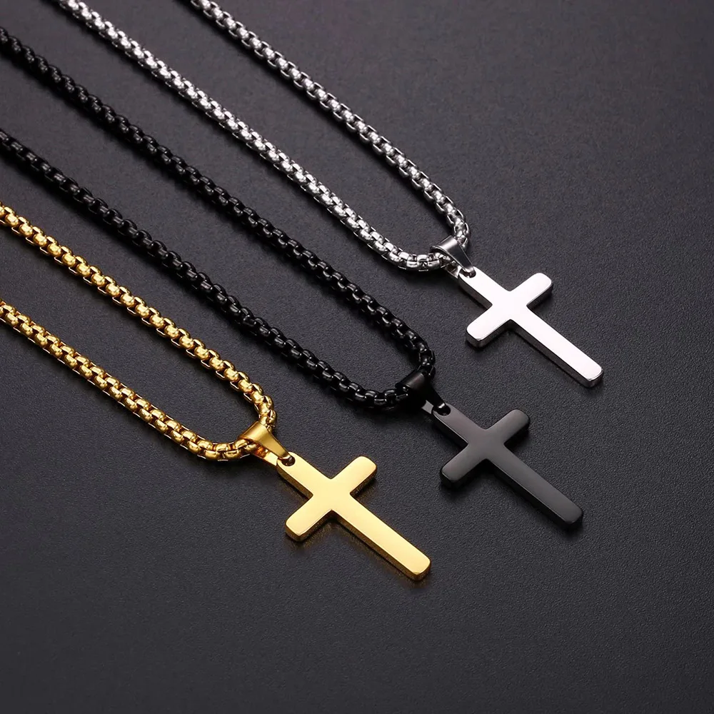 

Minimalist Fashion Stainless Steel Cross Necklace Men Women Pendant Twist Chain Cuban Multi Layered Wearing Unisex Jewelry