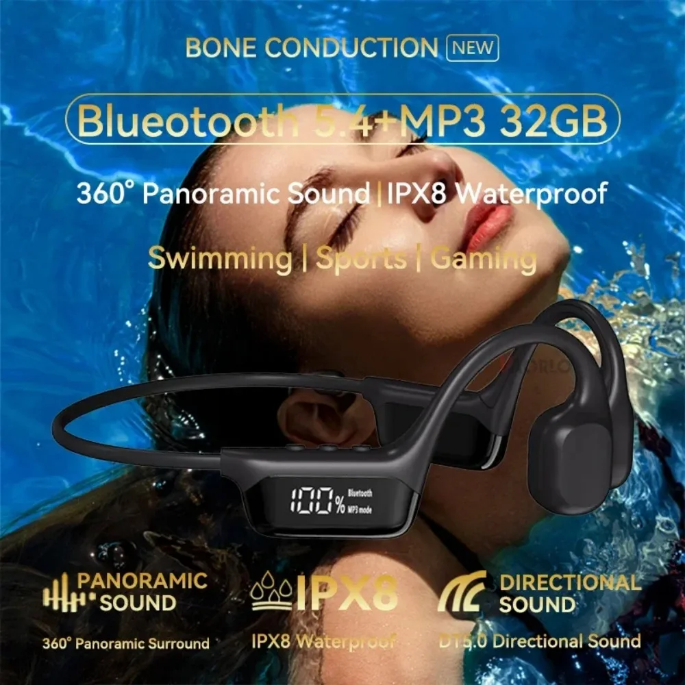 Фото Беспроводные наушники SONY S10 с Bluetooth 5.4 и костной проводимостью, водонепроницаемые до 30 метров (IPX8), для плавания, с MP3-плеером на 32 ГБ памяти №2