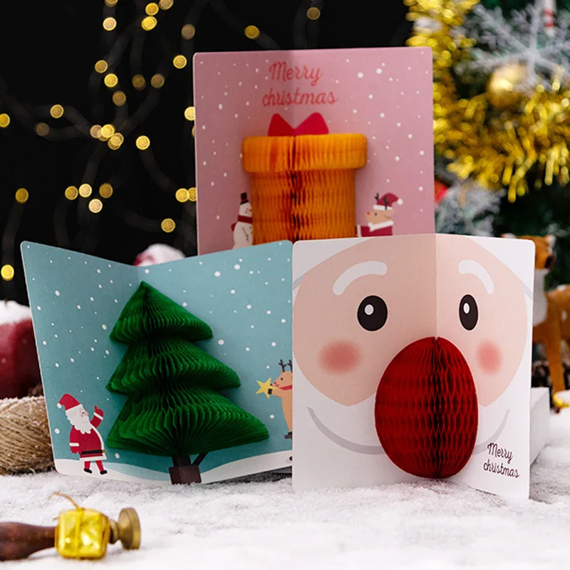 

6Sets Ins Style Christmas Card 3D Pop UP Santa Cards Snowman Greeting Cards Xmas Party Invitations Gifts New Year Greeting Card