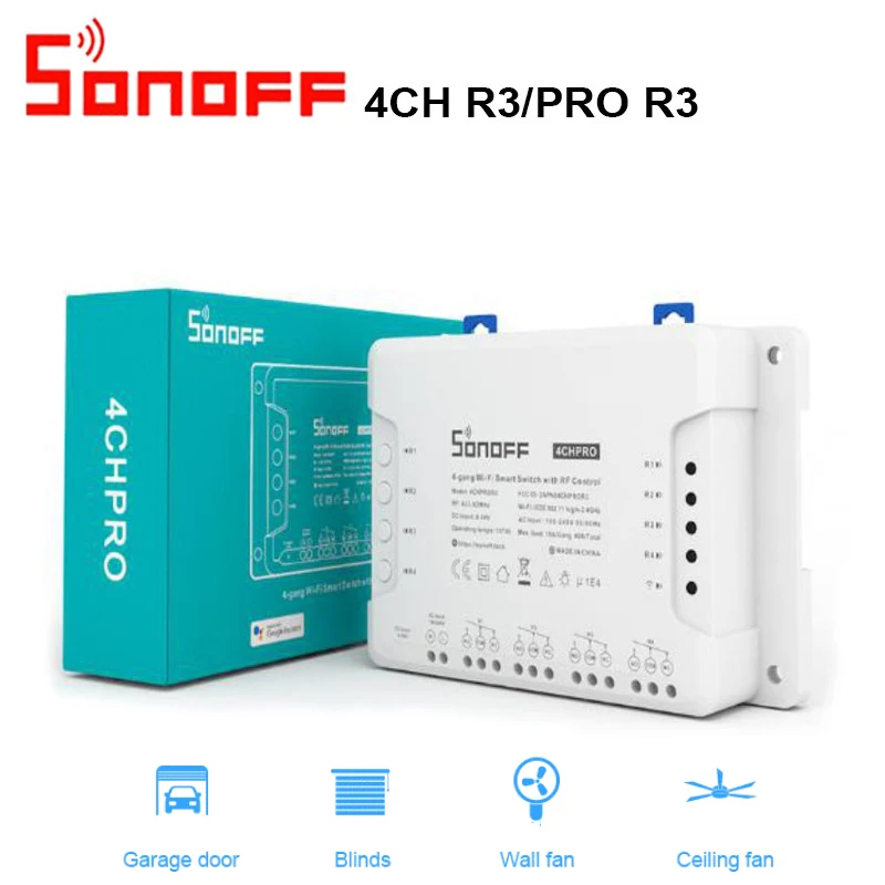 

SONOFF 4CH R3/ 4CH PRO R3 Wifi Switch 4 Gang DIY Smart Switch APP Remote Switch Wireless Smart HomeWorks With Alexa Goole Home