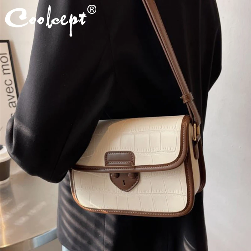 

Coolcept 2023 Winter New Women Shoulder Bag Pu Leather Messenger Bags Stone Pattern High Quality Female Daily Bags