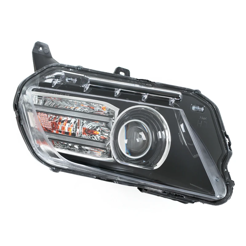 Фото 1 шт. Автомобильная фара в сборе с LED DRL (дневными ходовыми огнями), черный корпус с прозрачными линзами, для Ford Mustang HID/Xenon 2013-2014 №5