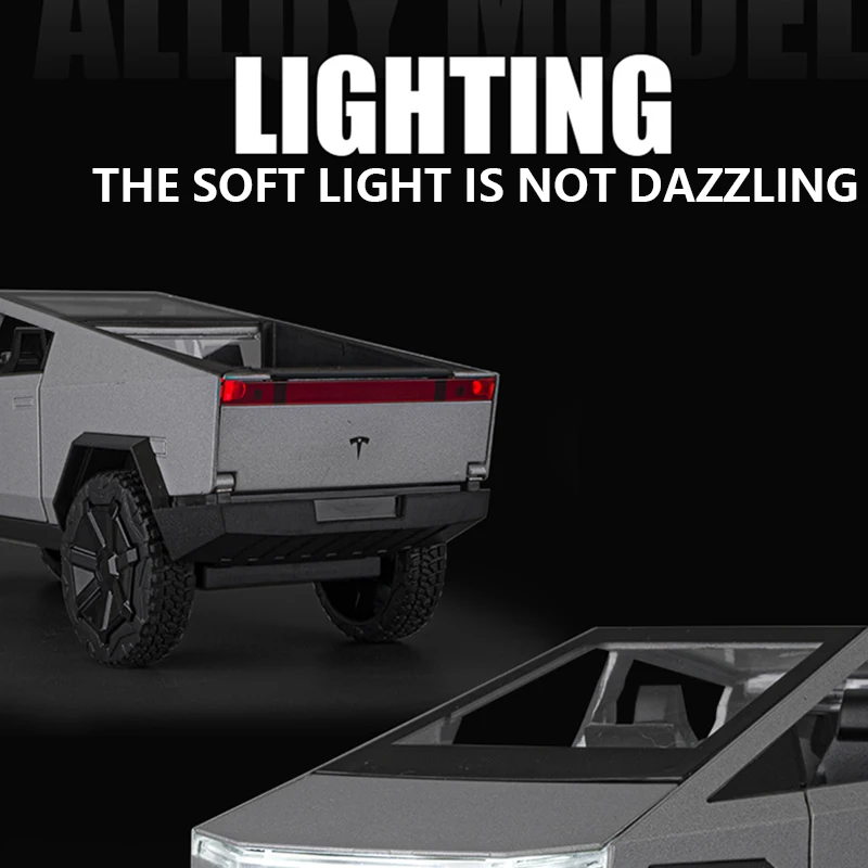 MINI AUTO Tesla Cybertruck Пикап Прицеп Модель автомобиля из сплава Литье под давлением