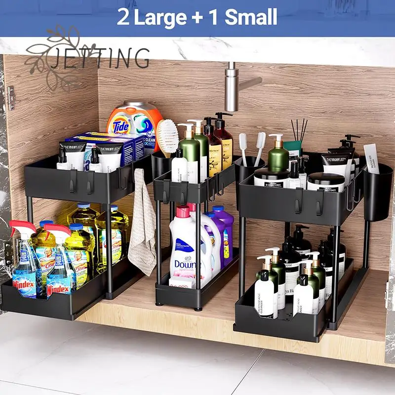 

3 Pack Under Gootsteen Organizer 2 Tier Lade Multipurpose Rek Onder Gootsteen Magazijnstelling Badkamer Keuken Organizer