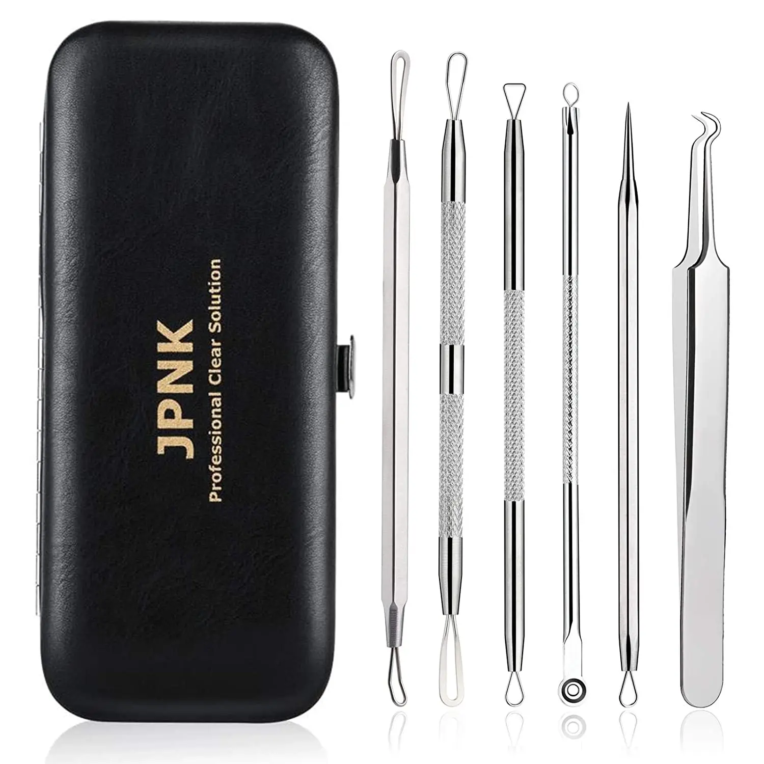 

6 PCS Blackhead Remover Comedones Extractor Acne Removal Kit For Blemish Whitehead Popping Zit Removing Tools With A Leather Bag